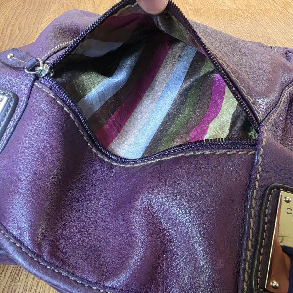 Tignanello Purse Soft Leather Hobo Shoulder Handbag Purple READ - Picture 14 of 14